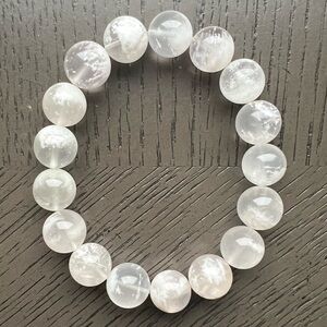 Snowflake ghost quartz bracelet 13mm SIZE 7.5’